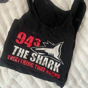 943 The Shark Graphic Black Tank Top